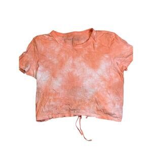 Aerie Cropped Peach/White Tie Dye Tshirt Size M